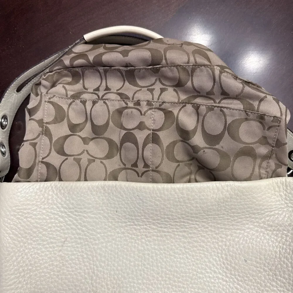 Coach East West Legacy Duffle Hobo Shoulder Bag Bone Pebble